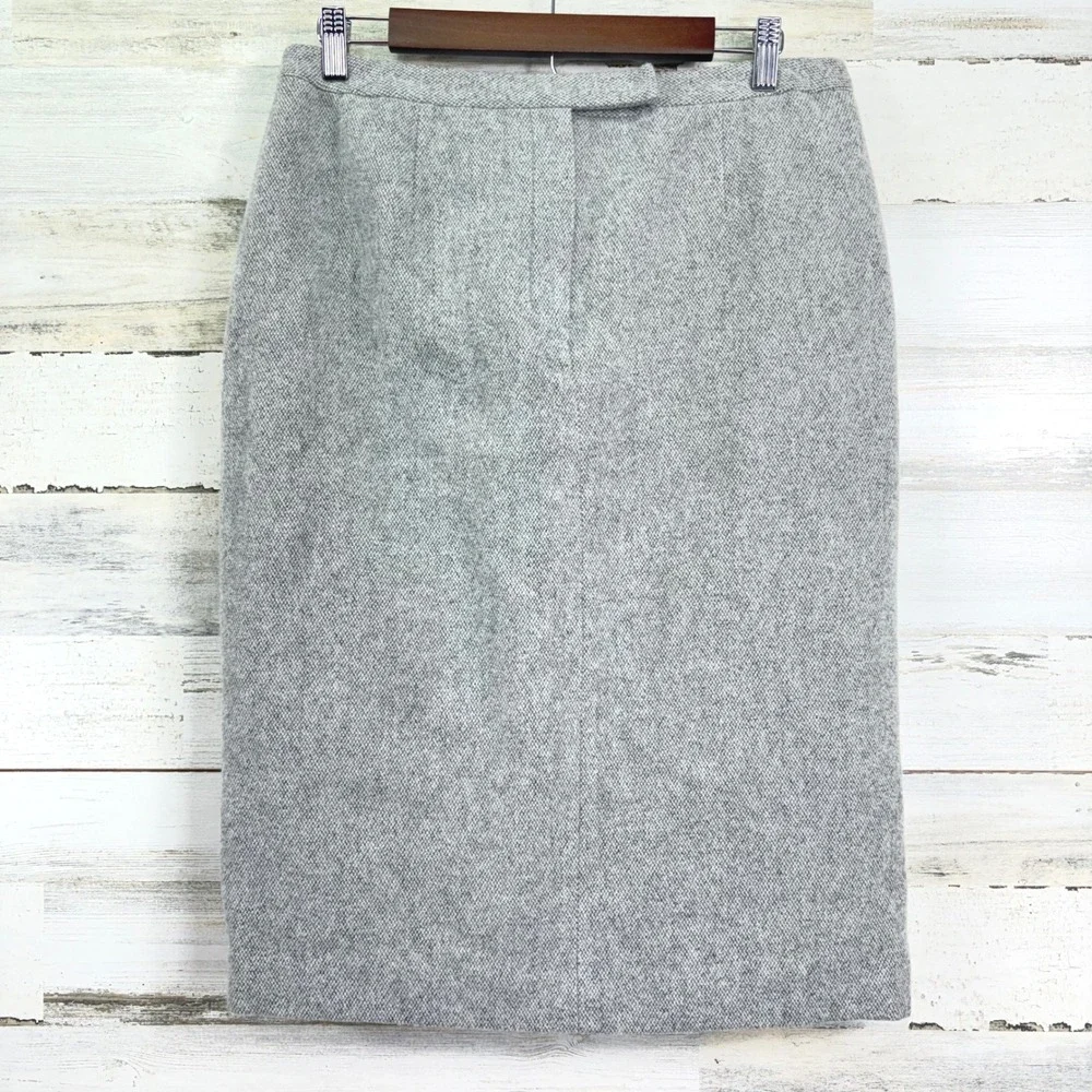Lauren Ralph Lauren Women's Wool Angora Knee Length Pencil‎ Skirt Gray Size 14